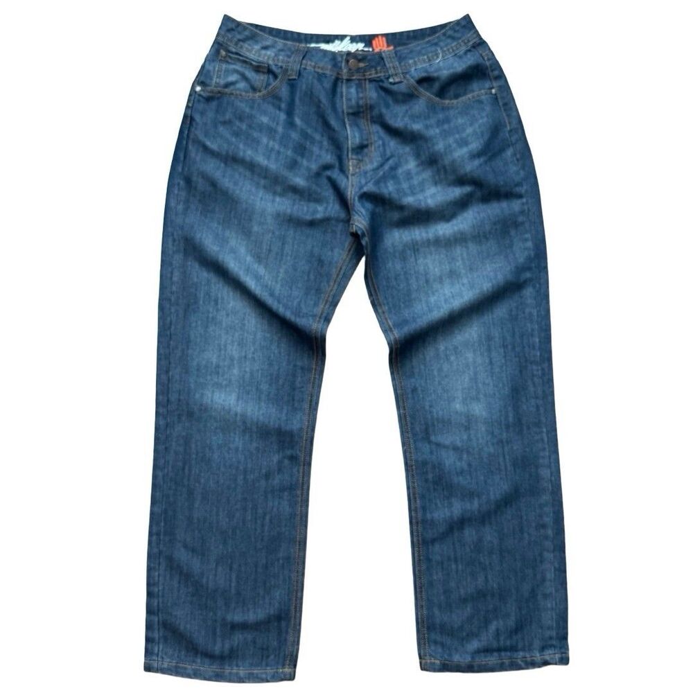 Vintage Y2K Miskeen Originals Jeans Blue Denim 34x30 Relaxed Fit Embroidered
